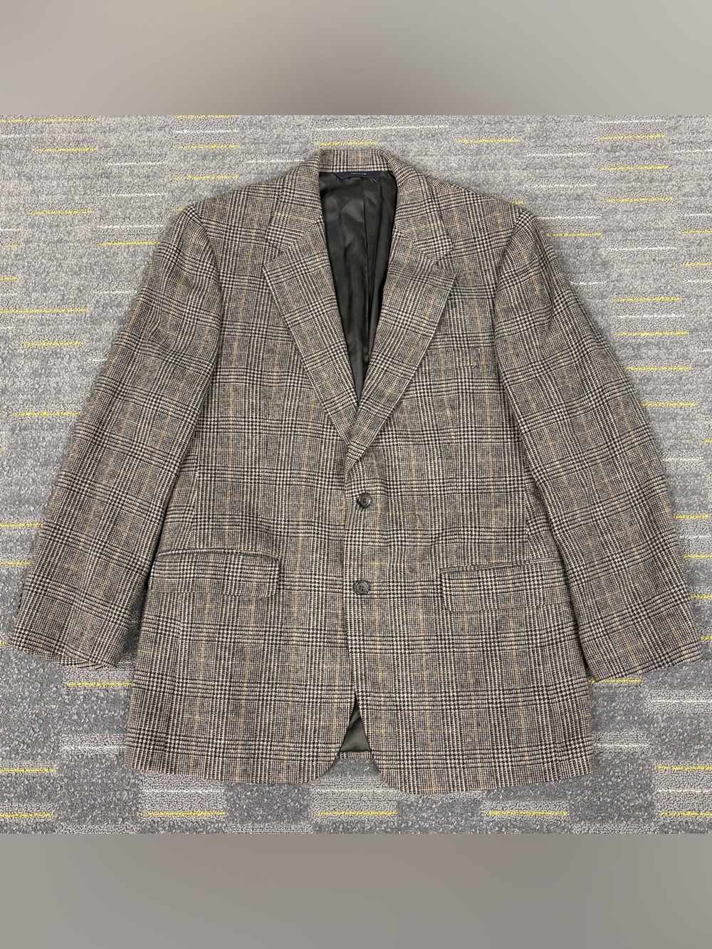 Brooks Brothers Houndstooth Camel Hair Gray Plaid Blazer Jacket Mens Size 40R US